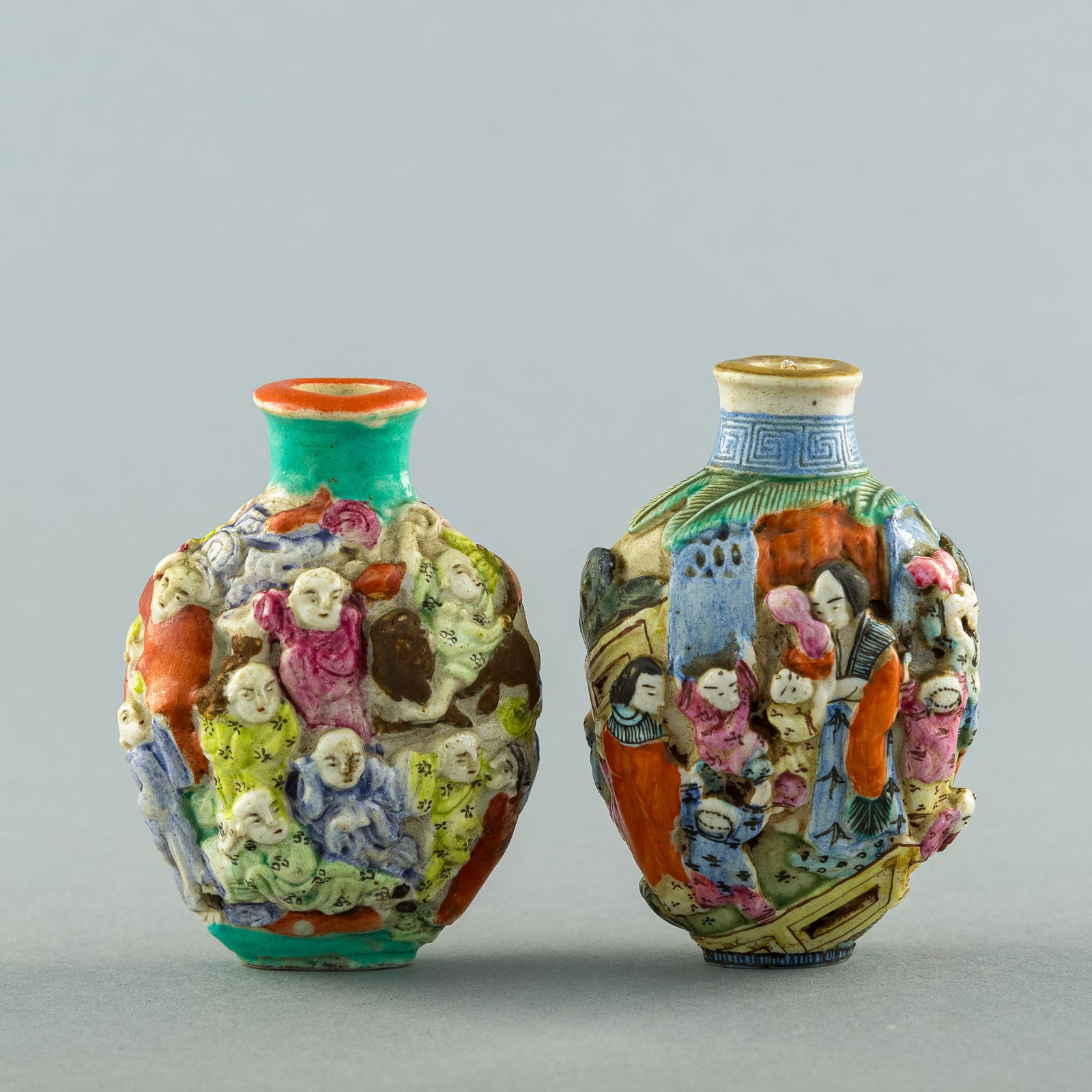 Two Chinese carved porcelain snuff bottles, 19th century (1 of 8)