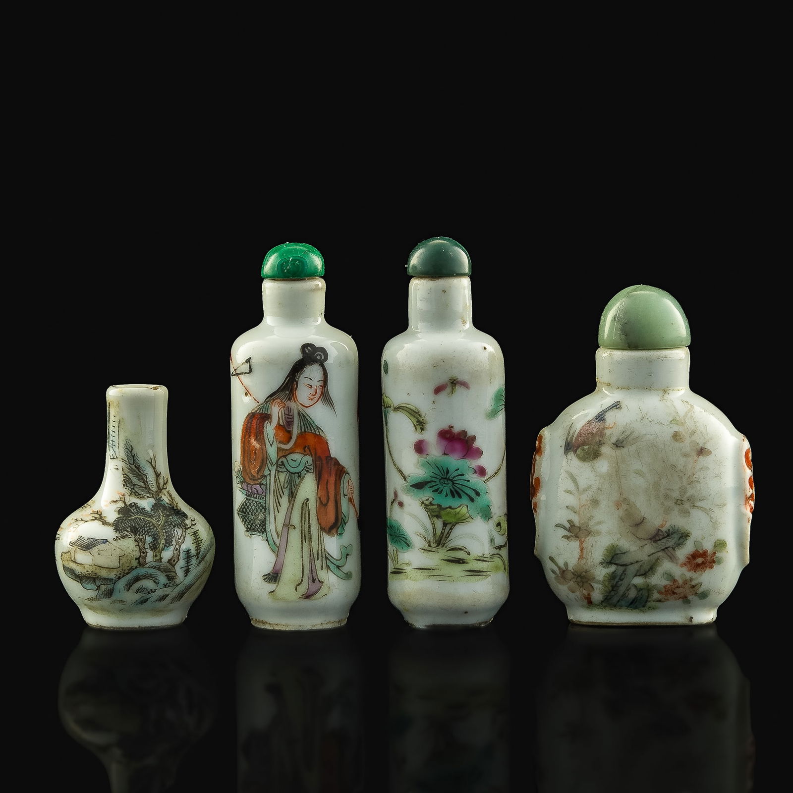Four Chinese famille rose snuff bottles, 19th century (1 of 7)