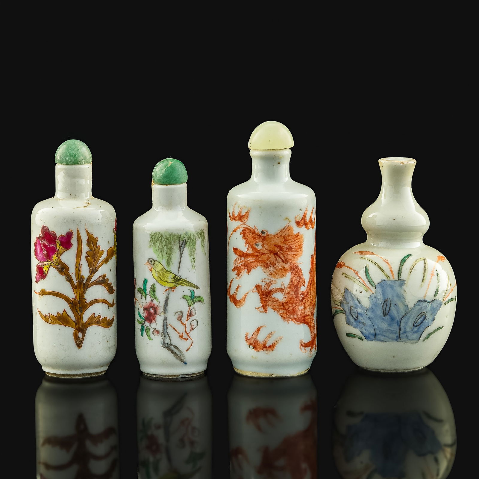 Four Chinese famille rose snuff bottles, 19th century (1 of 7)