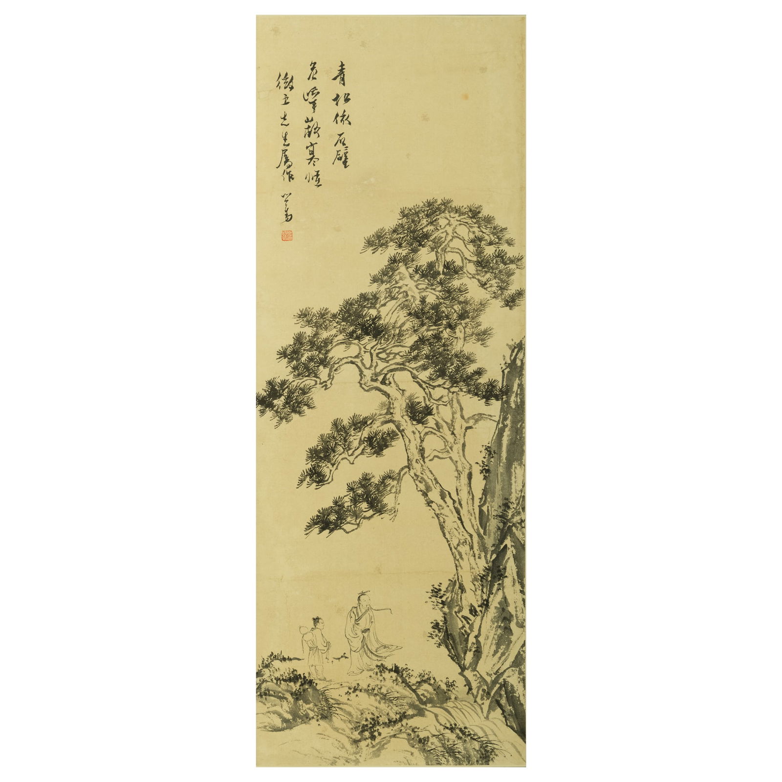 A Chinese 'landscape' painting, by Pu Ru (Chinese, 1896-1963): A Chinese 'landscape' painting by Pu Ru (Chinese, 1896-1963) With inscription, signature, and seal. H: 24 3/8, W: 8 3/4 in. H: 61.91, W: 22.22 cm. (sight) Provenance: Private collection, San Ramon, Ca