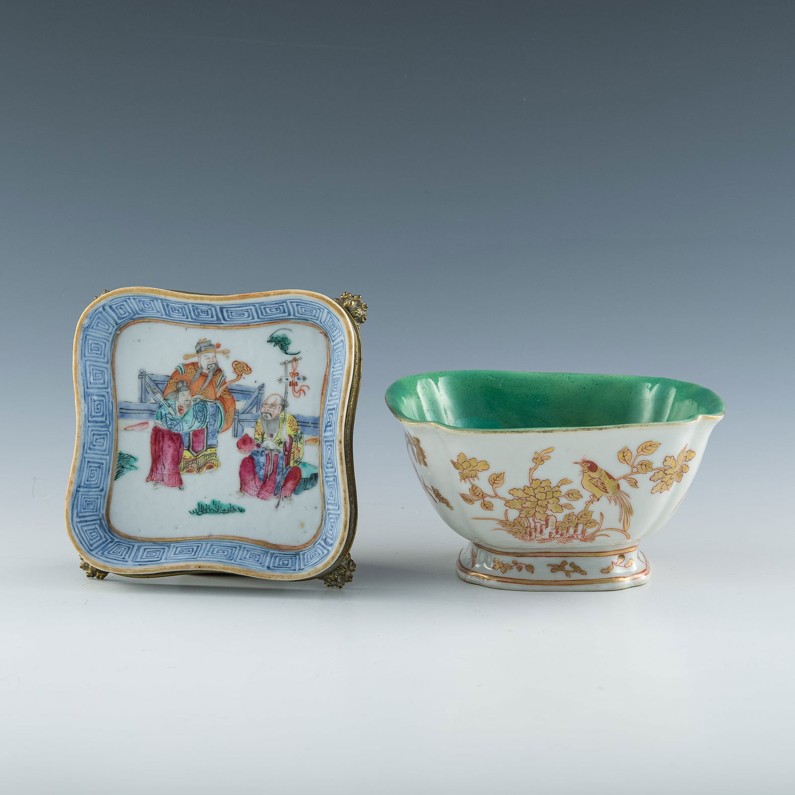 A Chinese famille rose bowl and plate, 19th century (1 of 8)