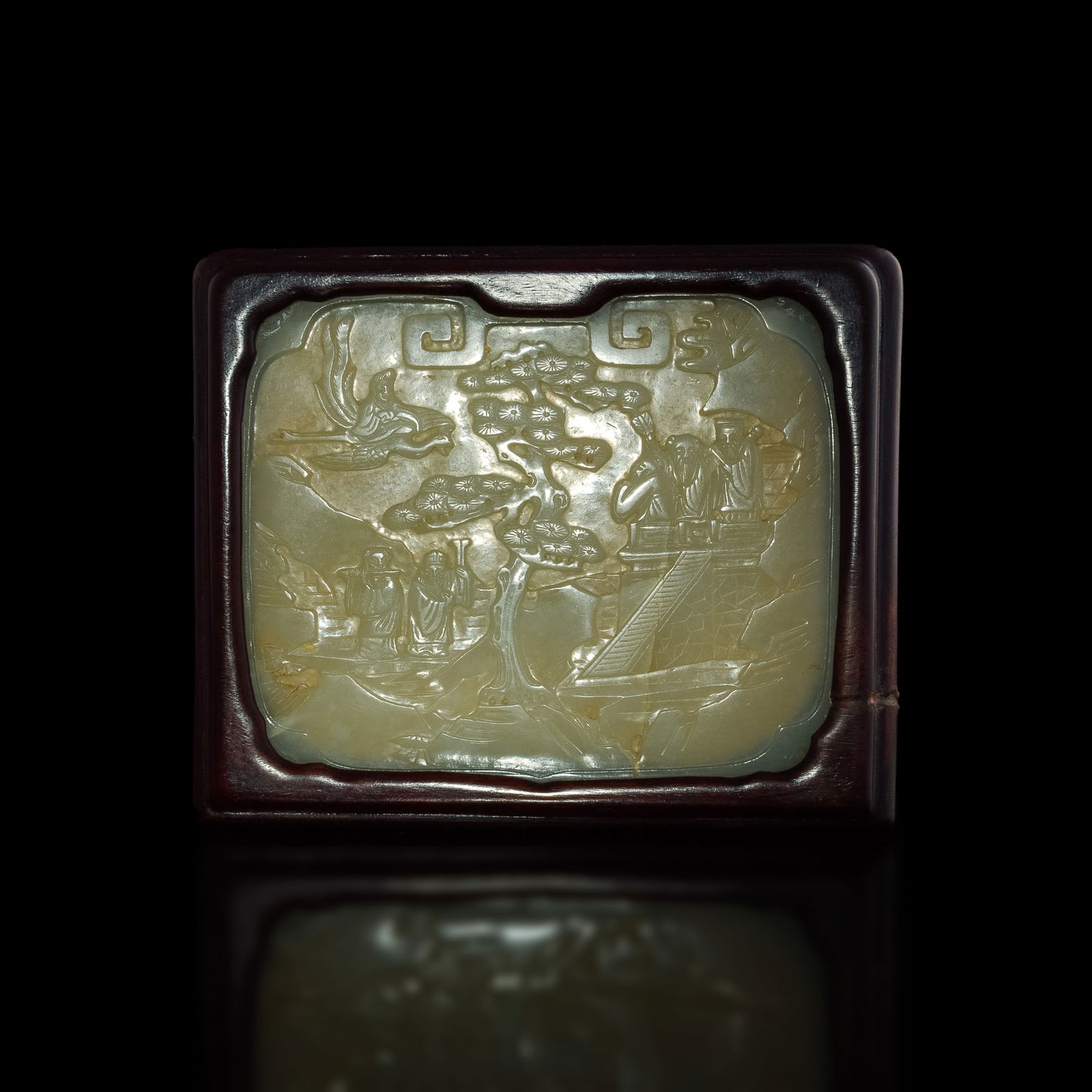 A Chinese carved jade 'landscape' plaque, 18th/19th century (1 of 6)
