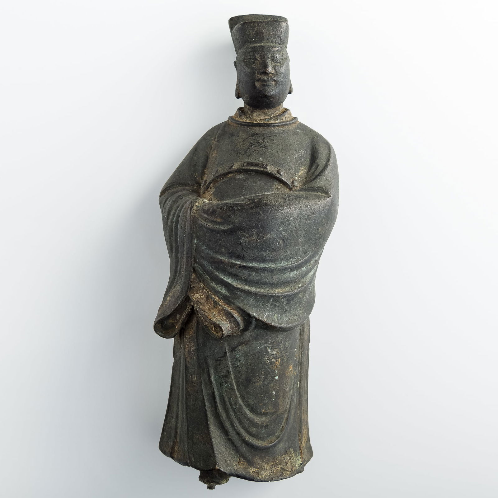 A Chinese bronze statue of a civil official, Ming dynasty (1 of 8)