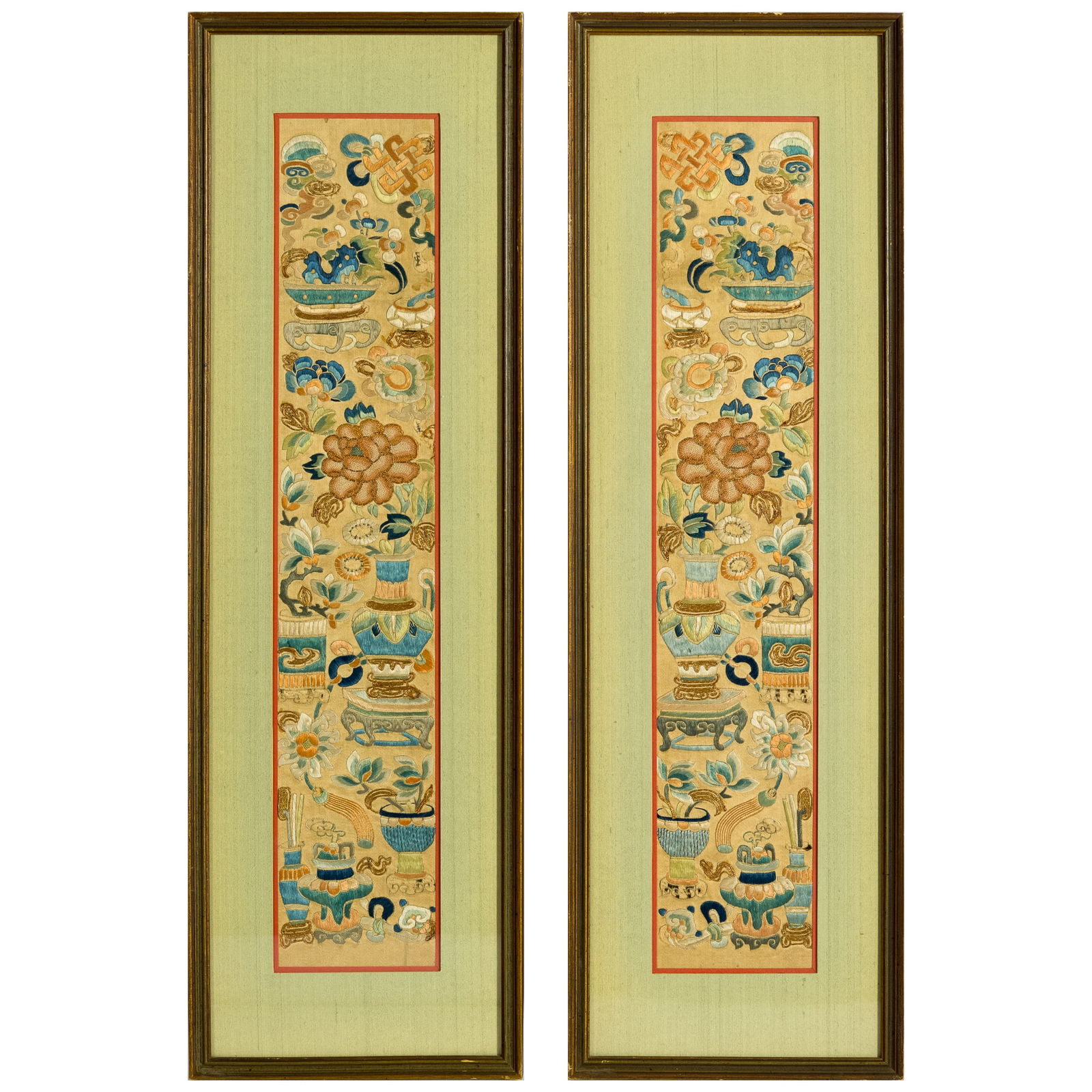 A pair of Chinese silk sleeves, 19th century (1 of 4)