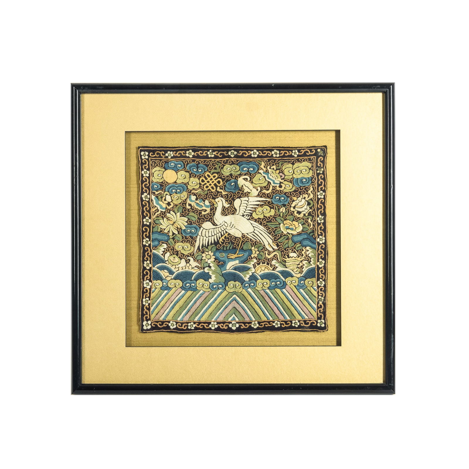 A Chinese silk civil ranking badge, 19th century (1 of 4)