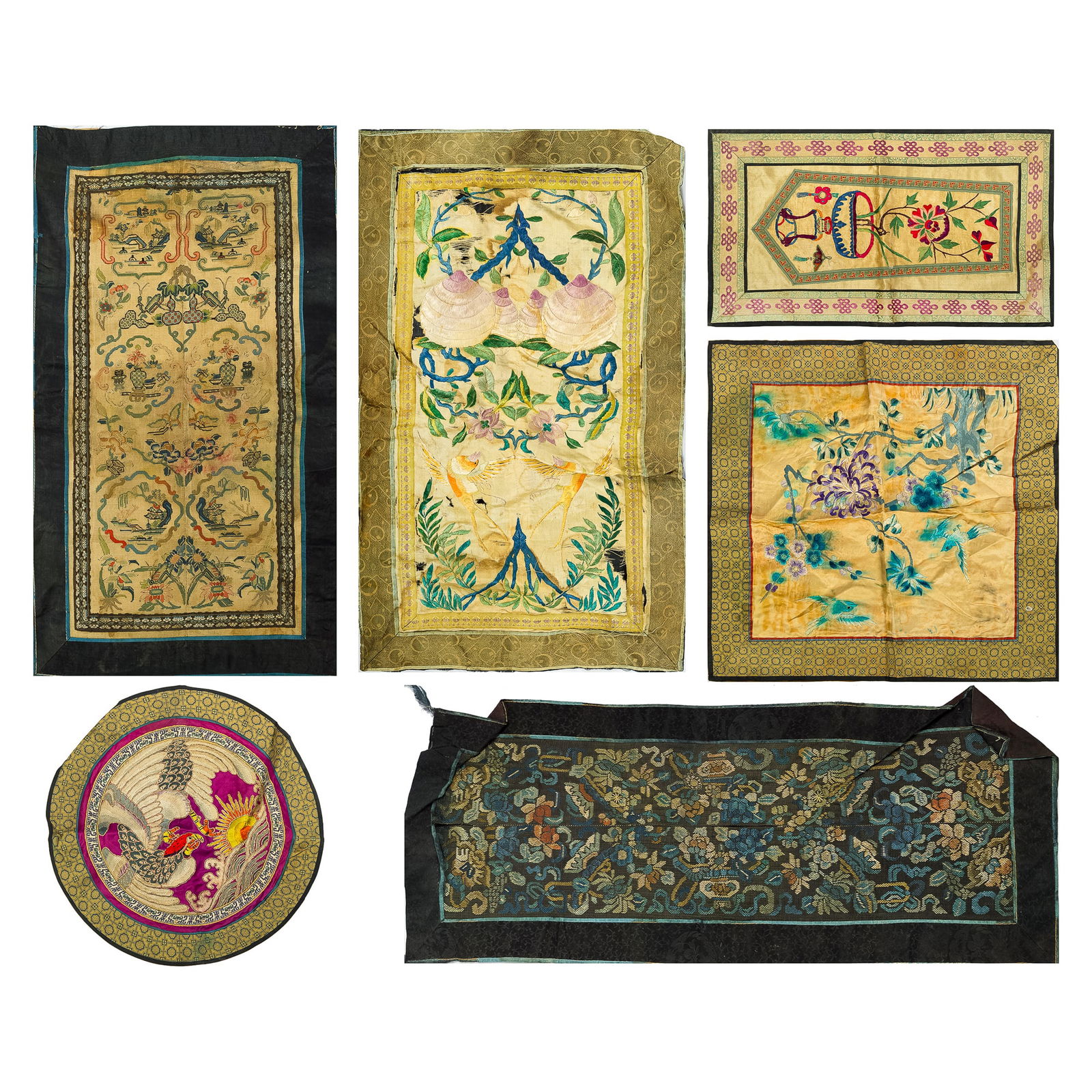 Six assorted Chinese embroideries, 19th century (1 of 8)