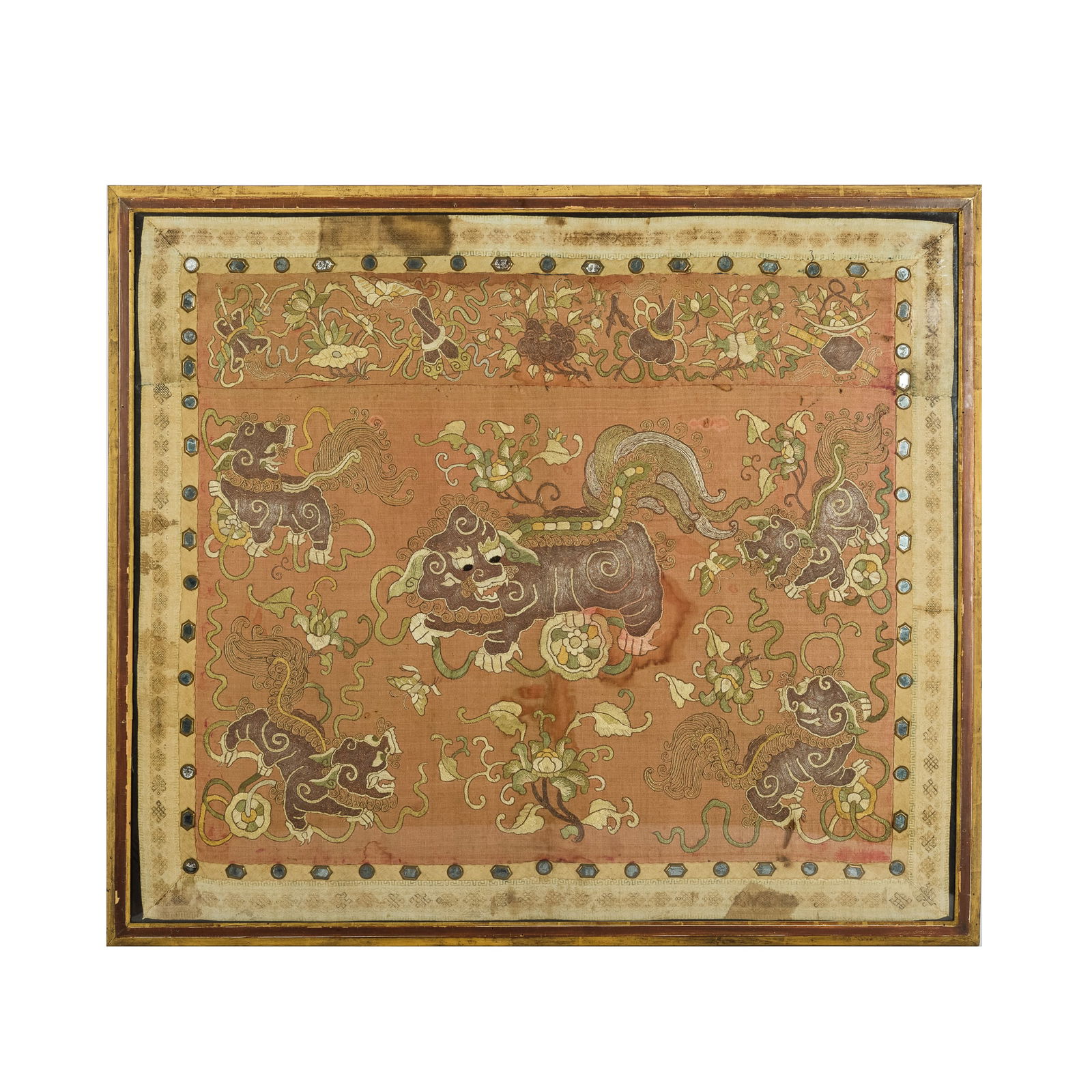 A Chinese silk panel, 19th century (1 of 5)