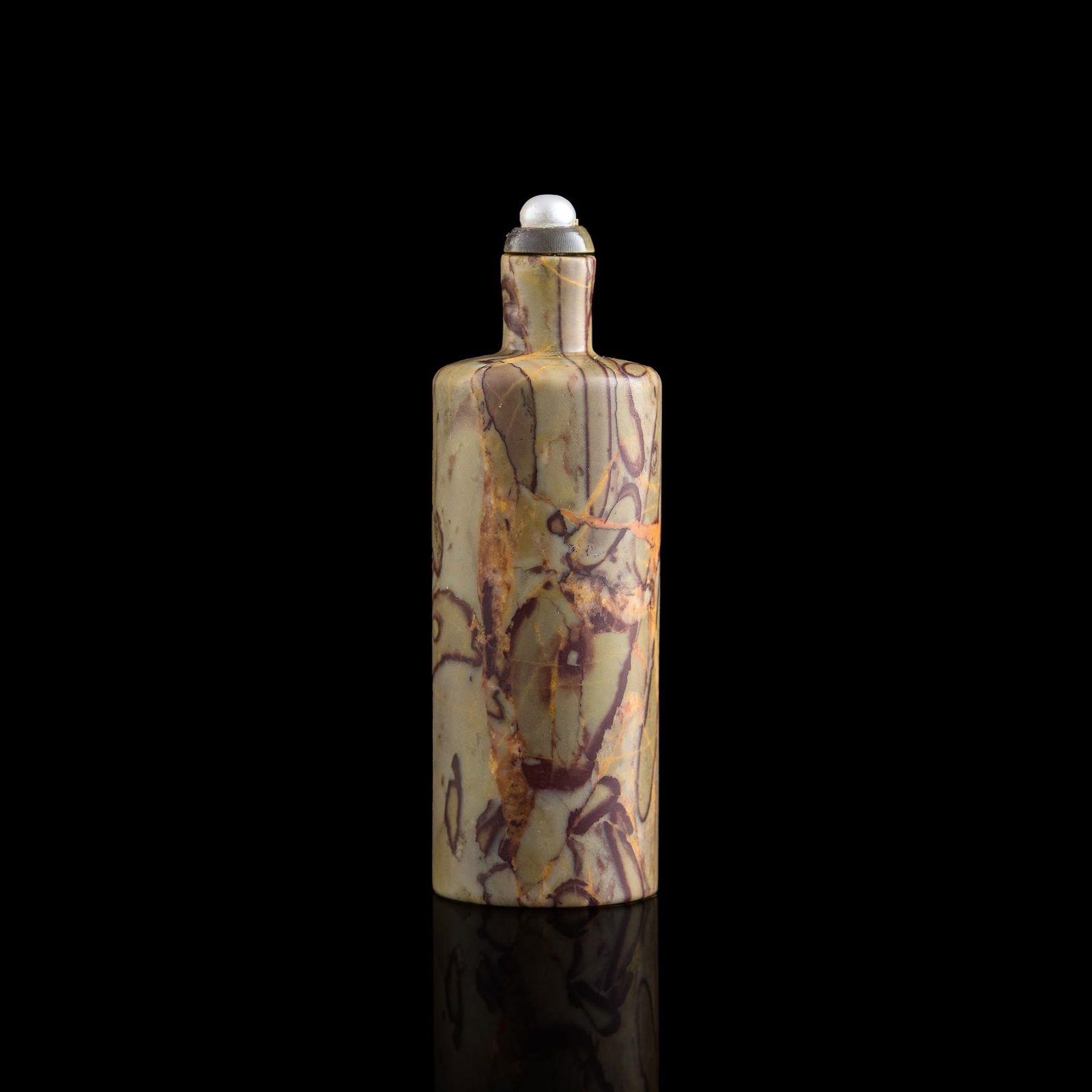 A Chinese carved pudding stone snuff bottle, 19th century (1 of 9)