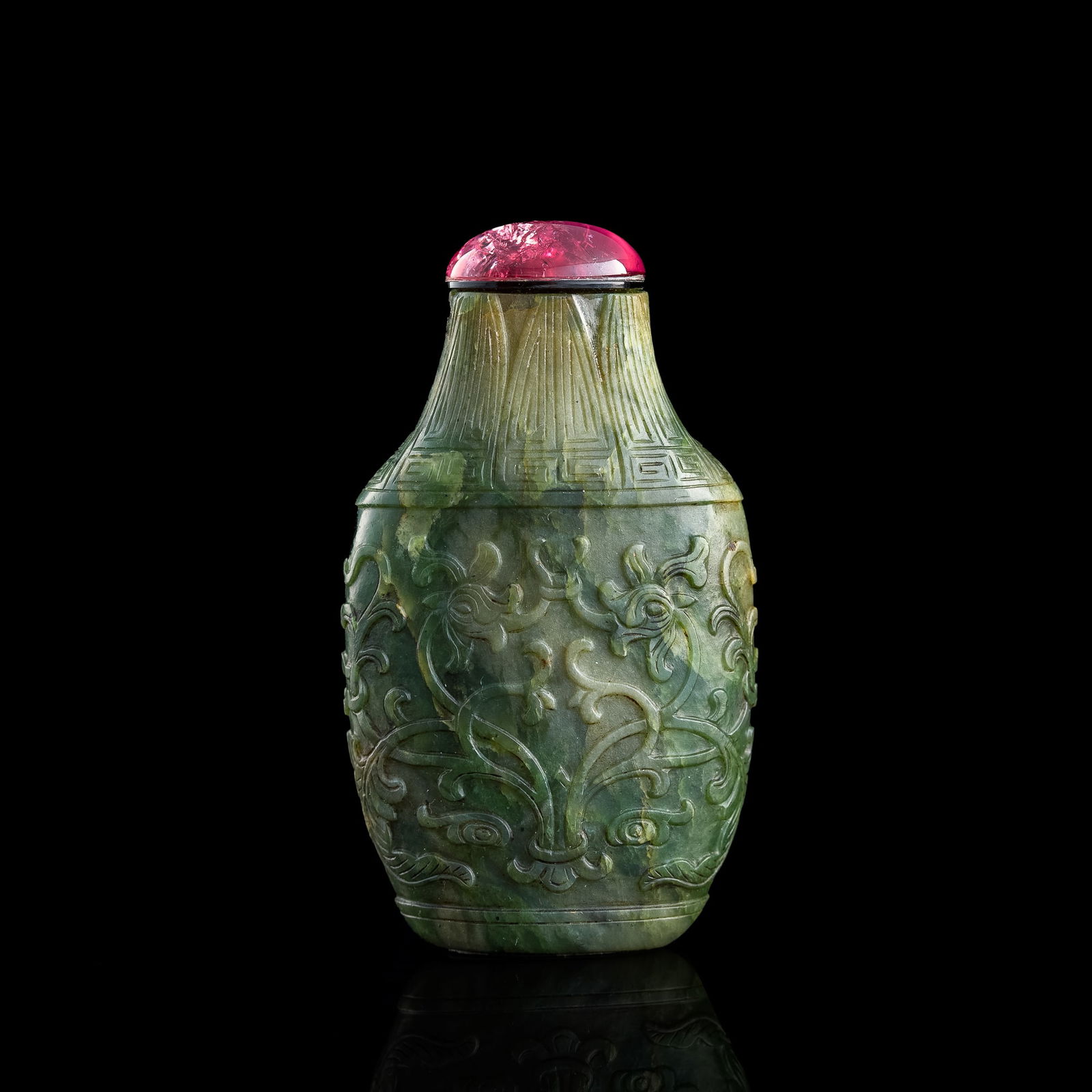A Chinese carved jade vase converted into snuff bottle, 19th century (1 of 8)
