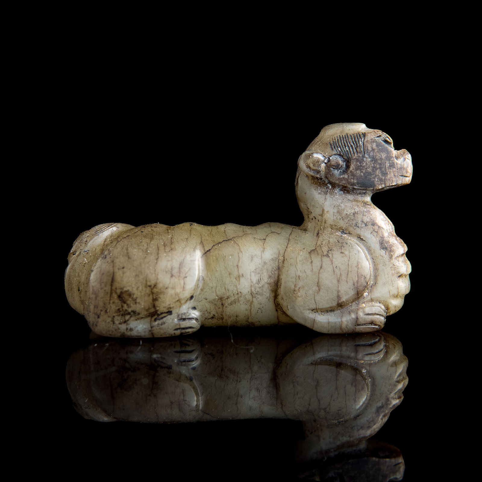 A Chinese jade beast, Ming dynasty or earlier (1 of 6)