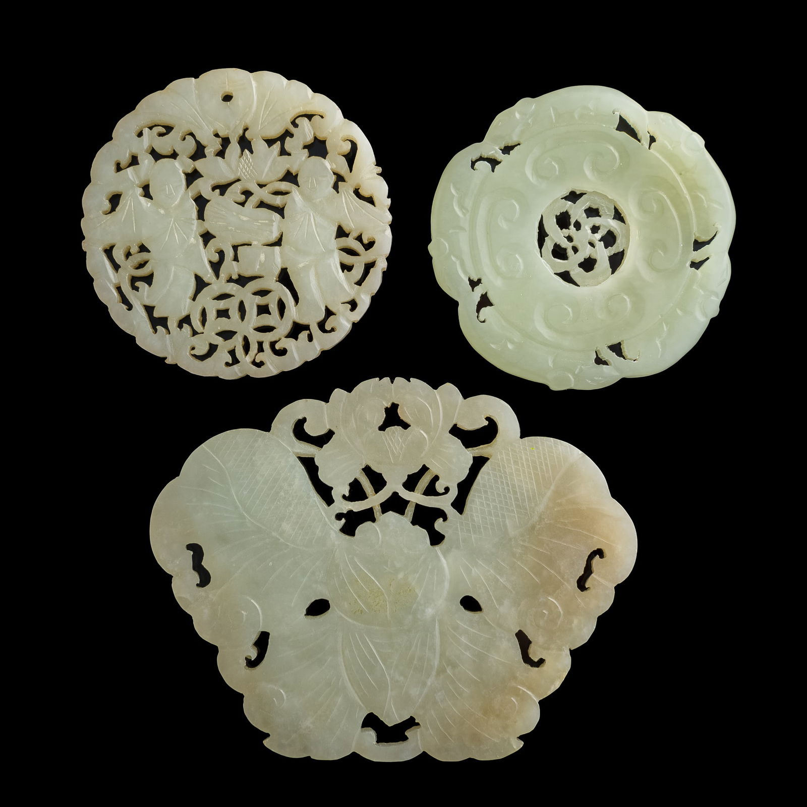 Three Chinese reticulated jade plaques, 18th/19th century (1 of 5)
