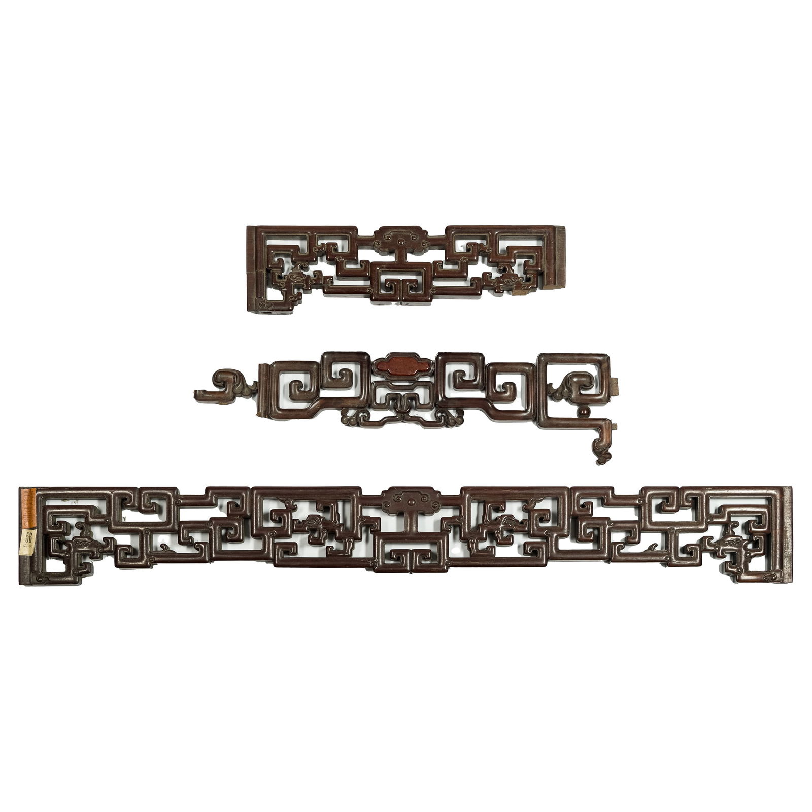 Three Chinese carved hardwood panels, 19th century (1 of 7)
