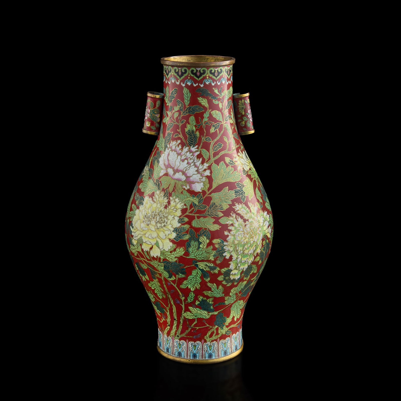 A Chinese cloisonne 'floral' double-handled vase, late 19th century (1 of 11)