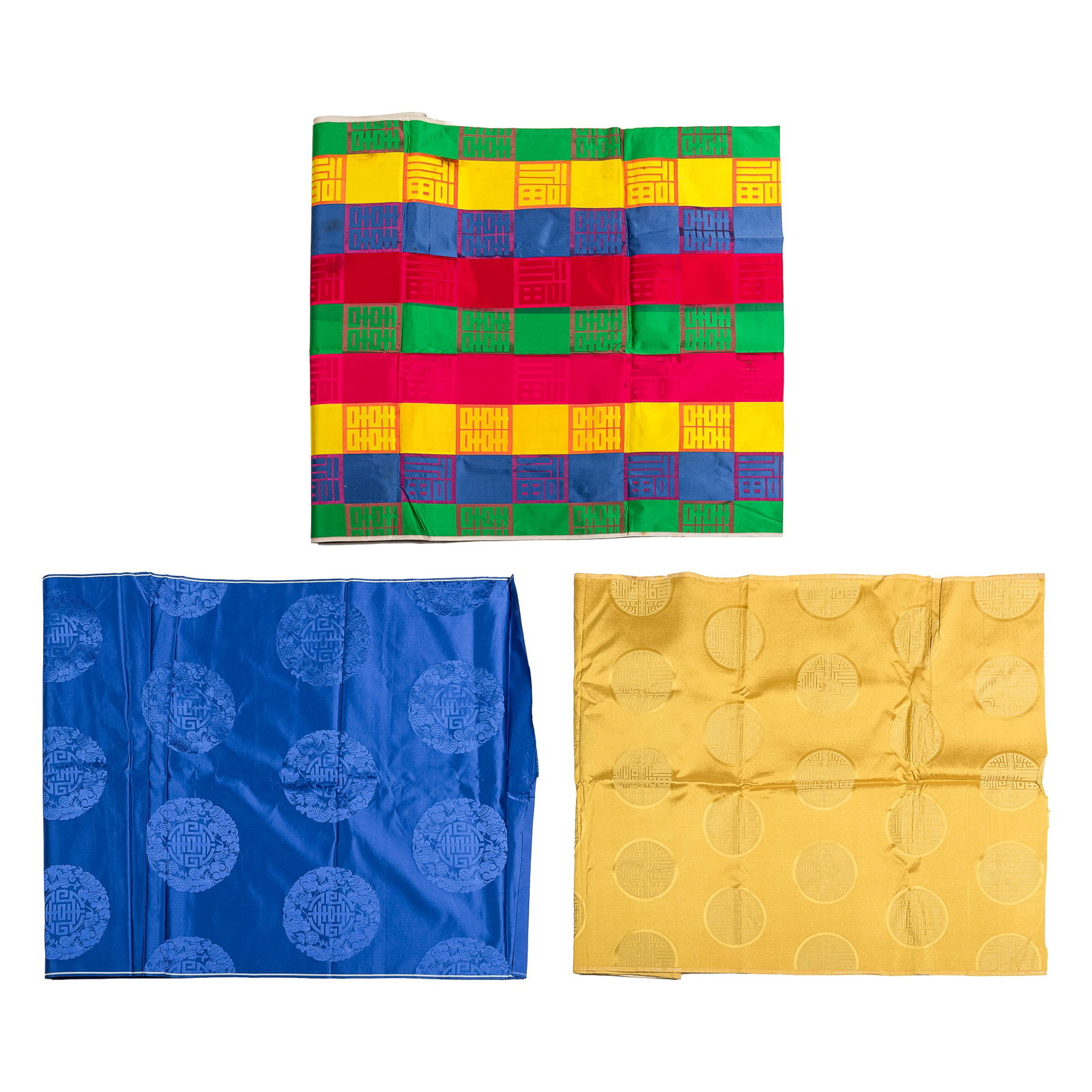 Three Chinese pieces of brocade, late 19th century (1 of 12)