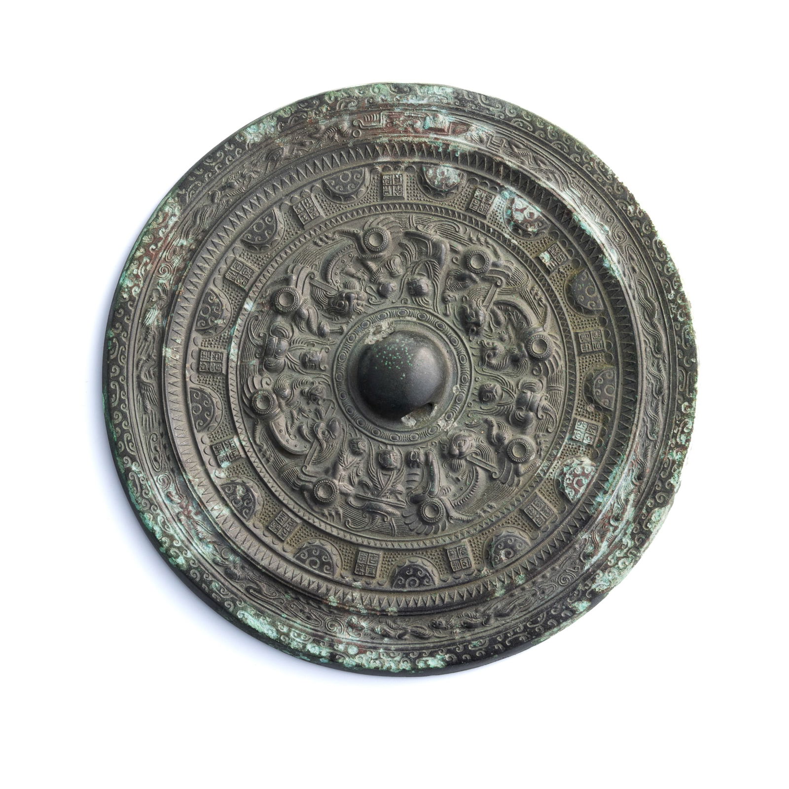 A Chinese bronze mirror, Tang dynasty (1 of 5)