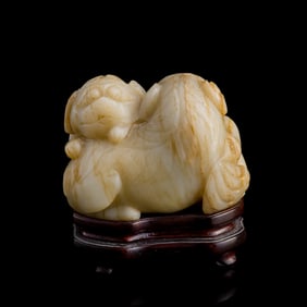 A Chinese carved jade double beasts, Ming dynasty