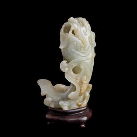 A Chinese carved jade 'Ao'-form flower holder, 18th century