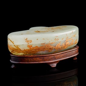 A Chinese gilt-decorated white jade box, Qianlong period, Qing dynasty