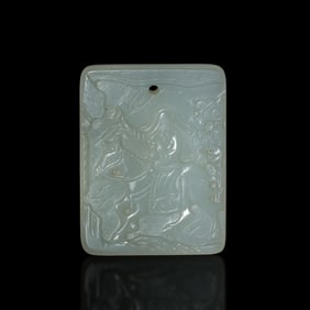 A Chinese carved white jade plaque, early 19th century