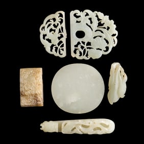 Five assorted Chinese white jade carvings, Ming and Qing dynasty