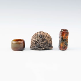 Three Chinese jade carvings, Ming dynasty or earlier