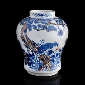 A Chinese blue and copper-red-underglazed jar, 19th century