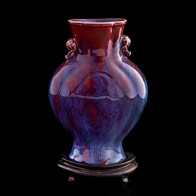 A Chinese flambe quatrefoil vase, 19th century