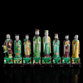 Eight Chinese sancai immortals, late 19th century