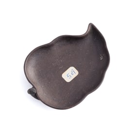 A Chinese zisha leaf-shaped brush washer, Qing dynasty