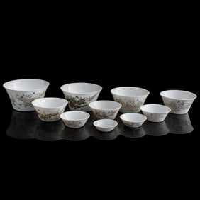 A set of ten Chinese famille rose nested cups, 19th century