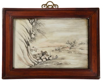 A Chinese famille rose 'snow scene' porcelain plaque, Republic period