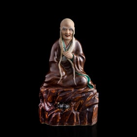 A Chinese porcelain statue of a Luohan, Republic period