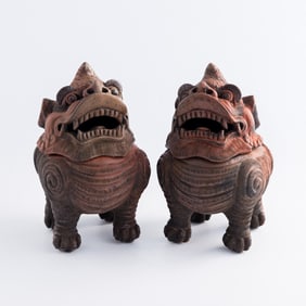A pair of Chinese pottery Luduan, 1845, Daoguang period, Qing dynasty