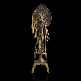 A Chinese gilt-bronze inscribed Bodhisattva, the 6th year of the Putong era, Southern Liang dynasty