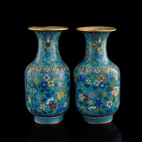 A pair of Chinese cloisonne vases, 19th century