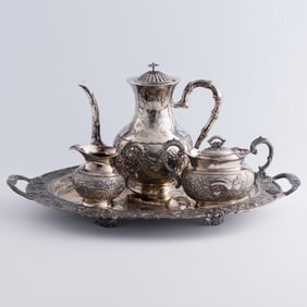 A Chinese export silver tea set, late 19th century