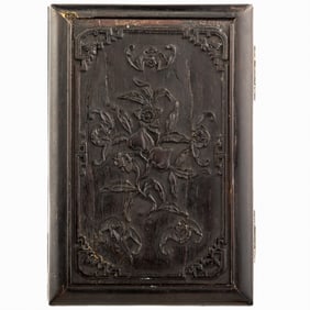 A Chinese carved zitan book-form mirror box, 18th century