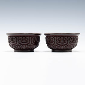 A pair of Chinese tixi lacquered bowls, 18th century