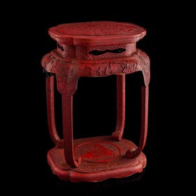 A Chinese Ming-style cinnabar incense table, 19th century