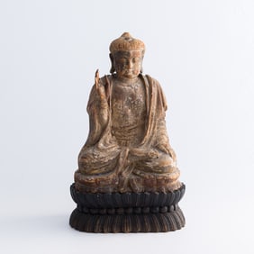 A Chinese wood Buddha, Yuan dynasty