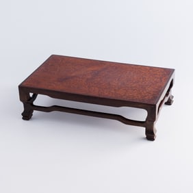 A Chinese yingmu-inlaid hardwood kang table, late 19th century