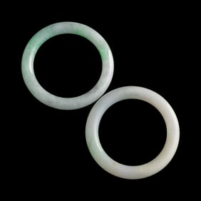 Two Chinese jadeite bangles, 19th century