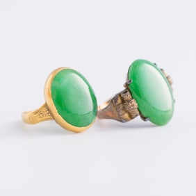 Two Chinese jadeite rings, Republic period