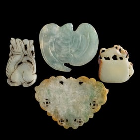 Four Chinese jade and jadeite items, Qing dynasty