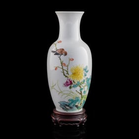 A Chinese famille rose 'flower and bird' vase, Republic period