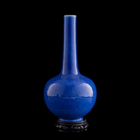 A Chinese powder blue-glazed bottle vase, 18th century