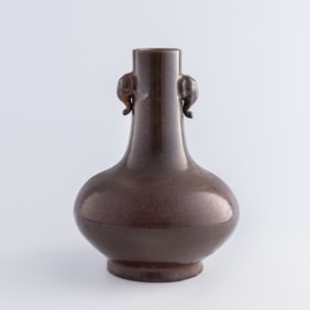 A Chinese teadust-glazed elephant-handle vase, early 19th century