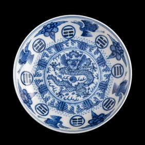 A Chinese blue and white 'bagua' plate, Guangxu period, Qing dynasty