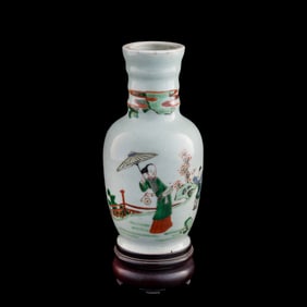 A Chinese wucai 'court lady' vase, Kangxi period, Qing dynasty