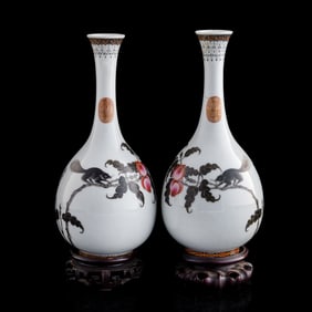 A pair of Chinese falangcai-style vases, Republic period